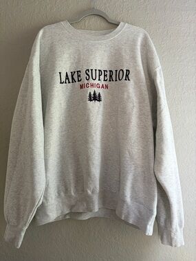 Blue 84 Light Gray Crewneck Sweatshirt with Lake Superior Graphic